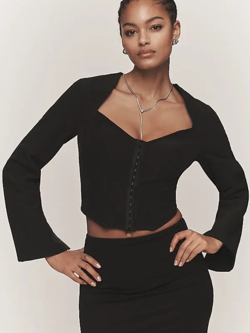 Anthropologie By Anthropologie Open-Back Tuxedo Top in Black nwt size L